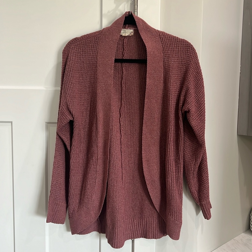 PINK ROSE Women's Open Cardigan Sweater- Color: Mauve - Size: S